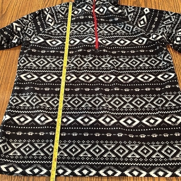 Eddie Bauer Quest fleece quarter zip pull over aztec print black & white XL - Picture 8 of 9